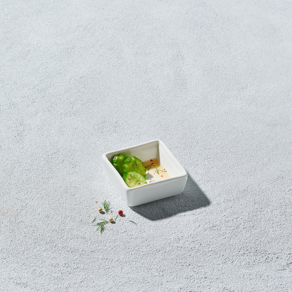 Vikko - Lightning, Mini Square Dish, White, 2.5"