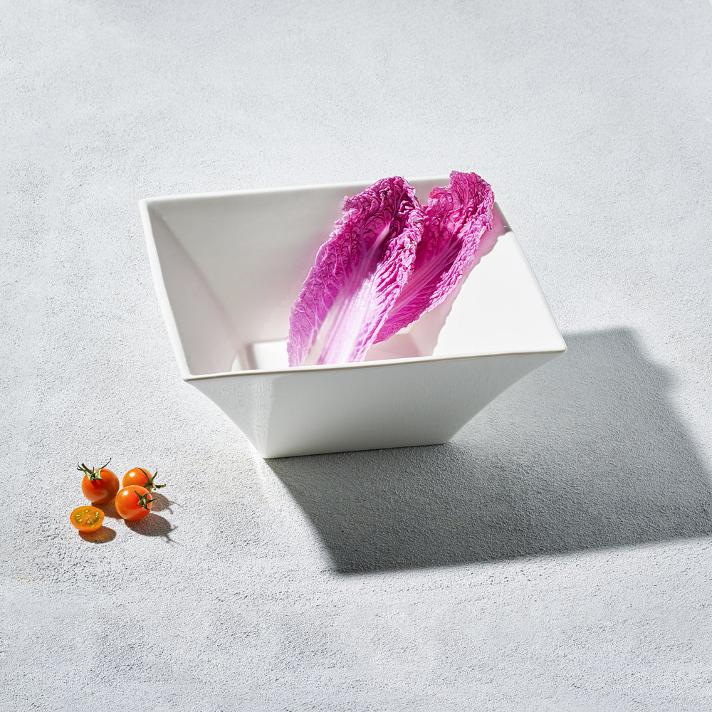 Vikko - Lightning, Square Bowl, White, 105 oz