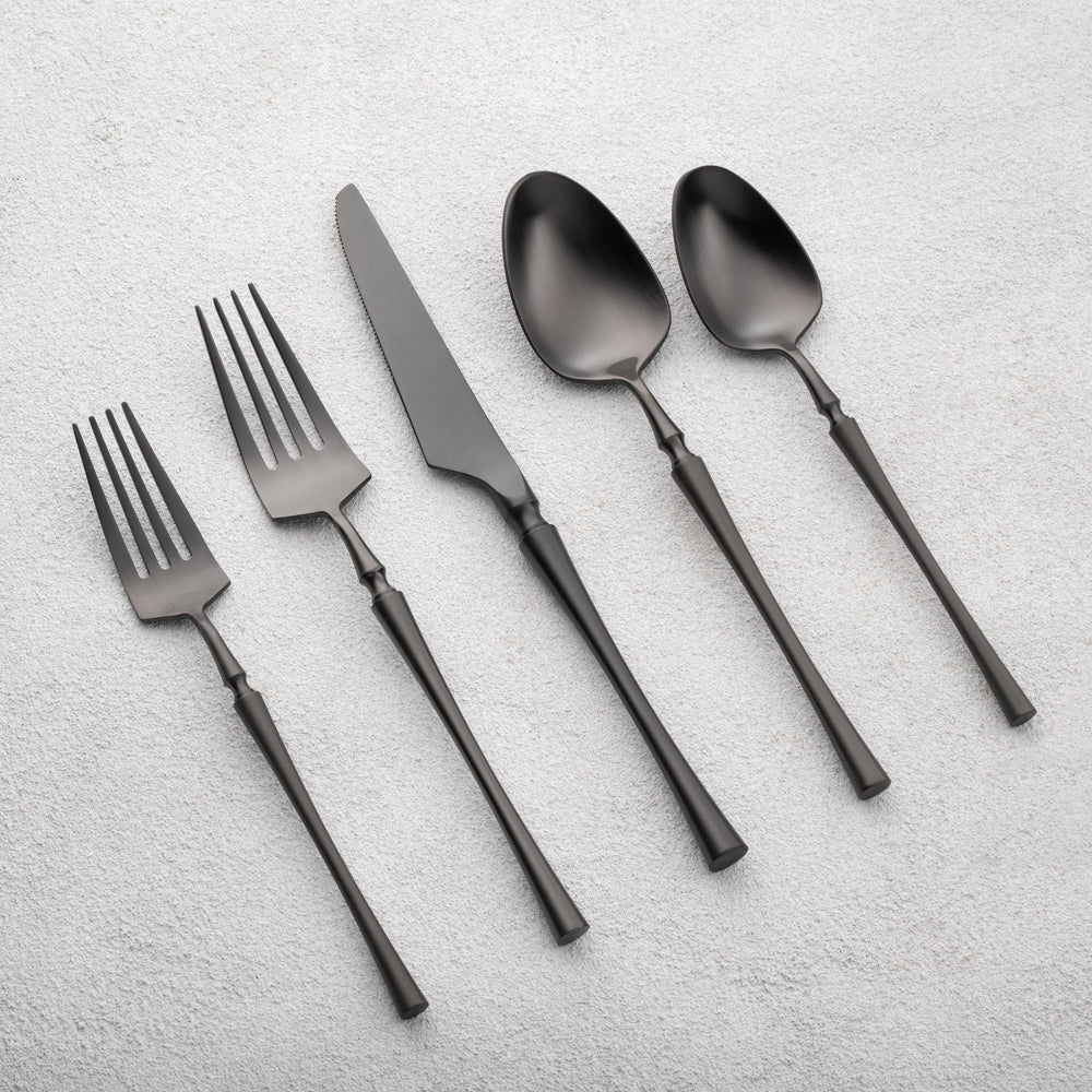 Vikko - Irene, Brushed Black, 18/10 SS, 20 Pc Flatware Set - Gift Box Window