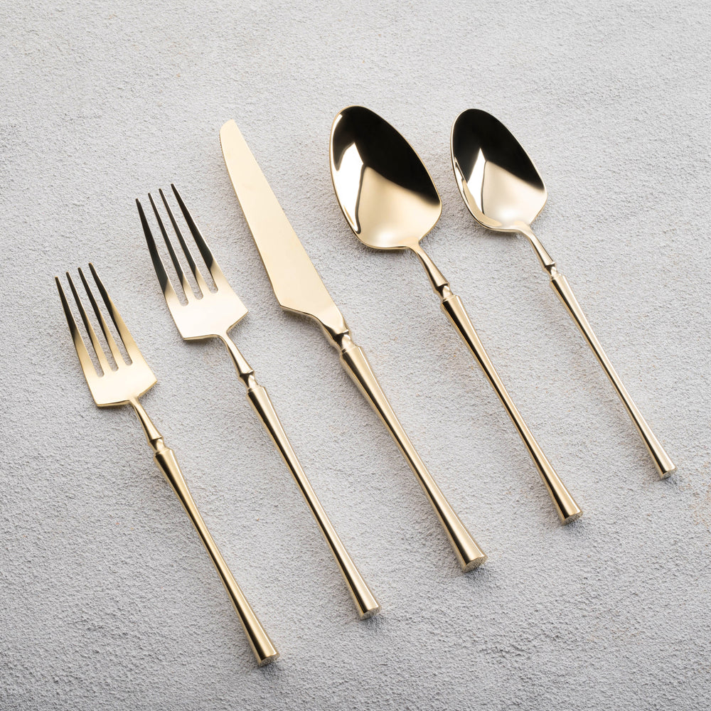 Vikko - Irene, Shiny Champagne Gold, 18/10 SS, 20 Pc Flatware Set - Gift Box Window