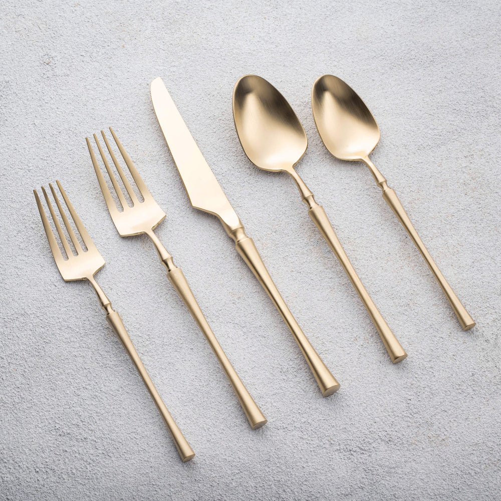 Vikko - Irene, Brushed Champagne Gold, 18/10 SS, 20 Pc Flatware Set - Gift Box No Window