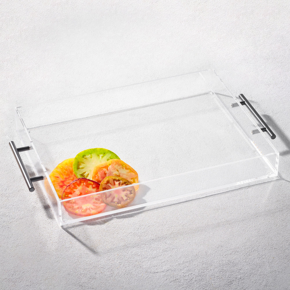 Vikko - Grace, Acrylic Tray, Clear with Black Handle, 16" x 12" x 2"