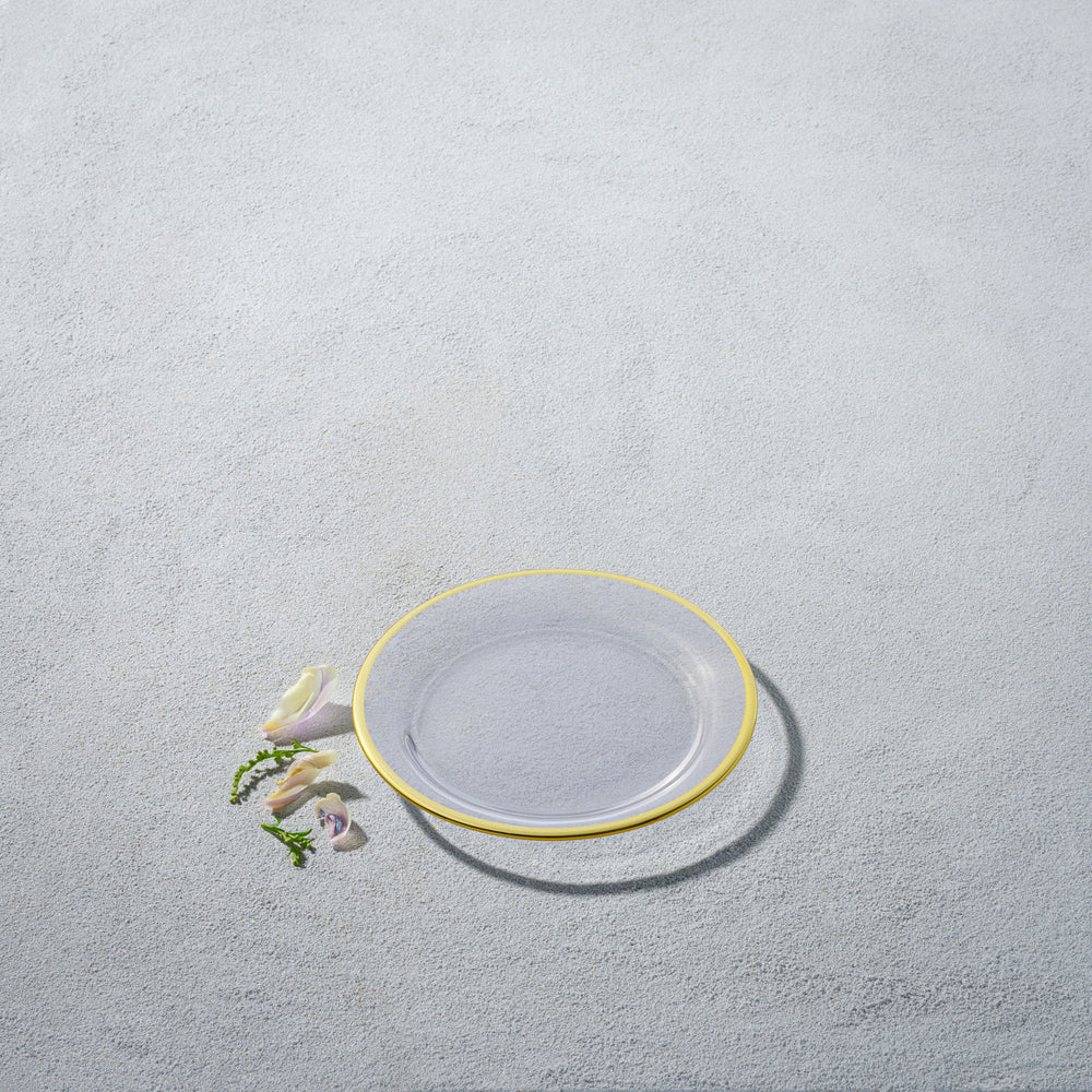 Vikko - Laurel, Glass Bread and Butter Plate, Clear with Gold Rim, 6.5"