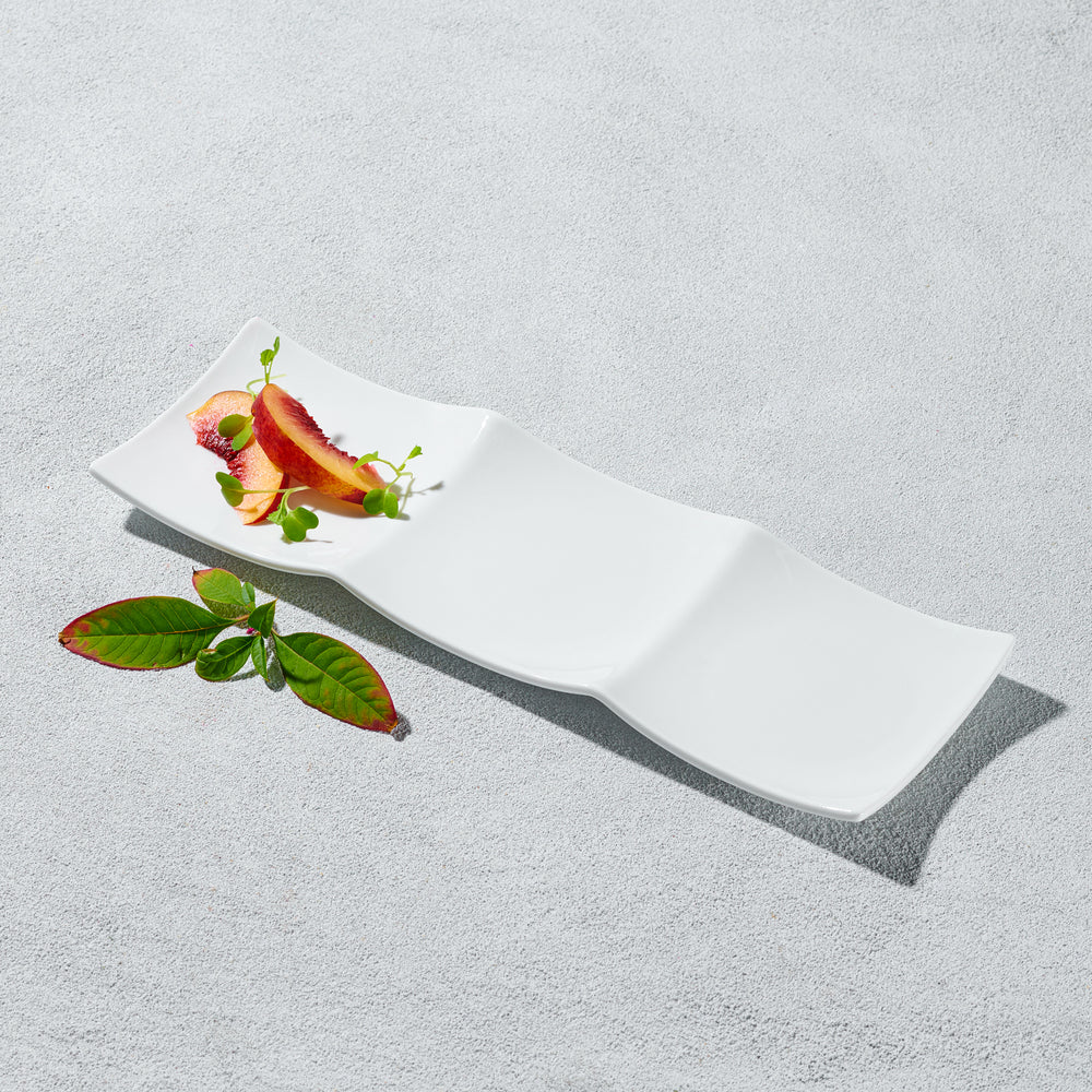 Vikko - Lightning, White, 3 Sectional Rectangle Dish, White, 12" x 4"