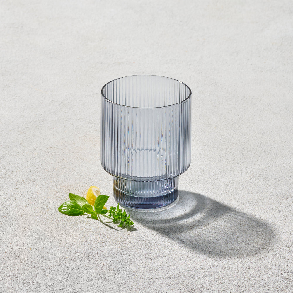 Vikko - Malibu, Ribbed Rocks Glass, Smoked, 11 oz