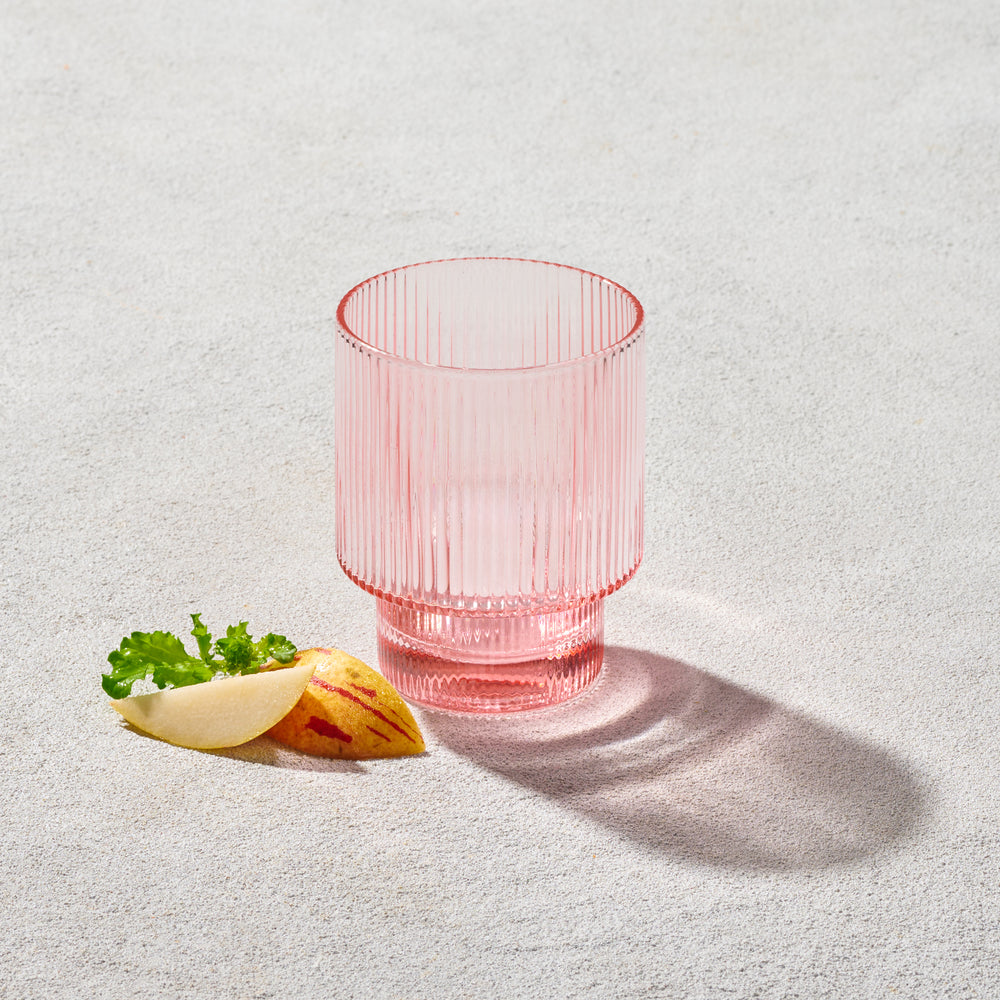 Vikko - Malibu, Ribbed Rocks Glass, Blush, 11 oz
