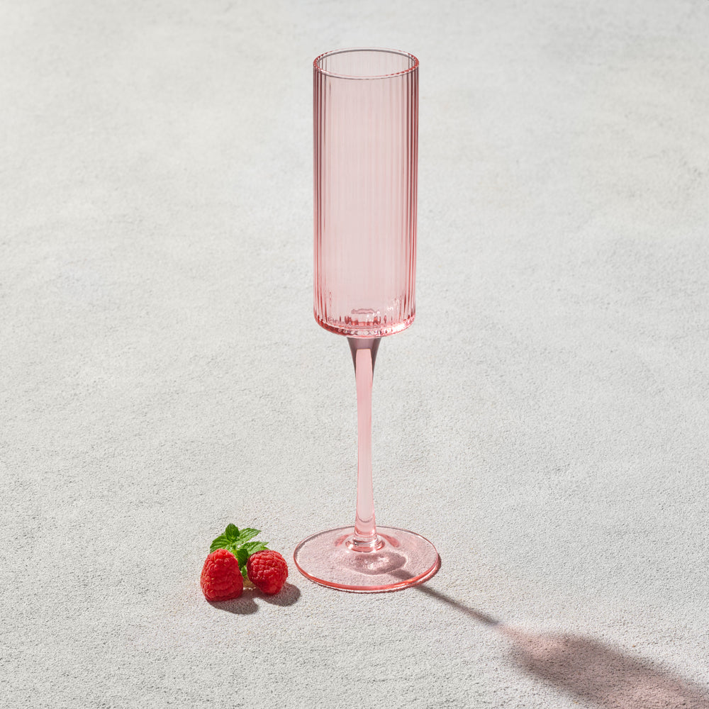 Vikko - Malibu, Ribbed Champagne Glass, Blush, 7 oz