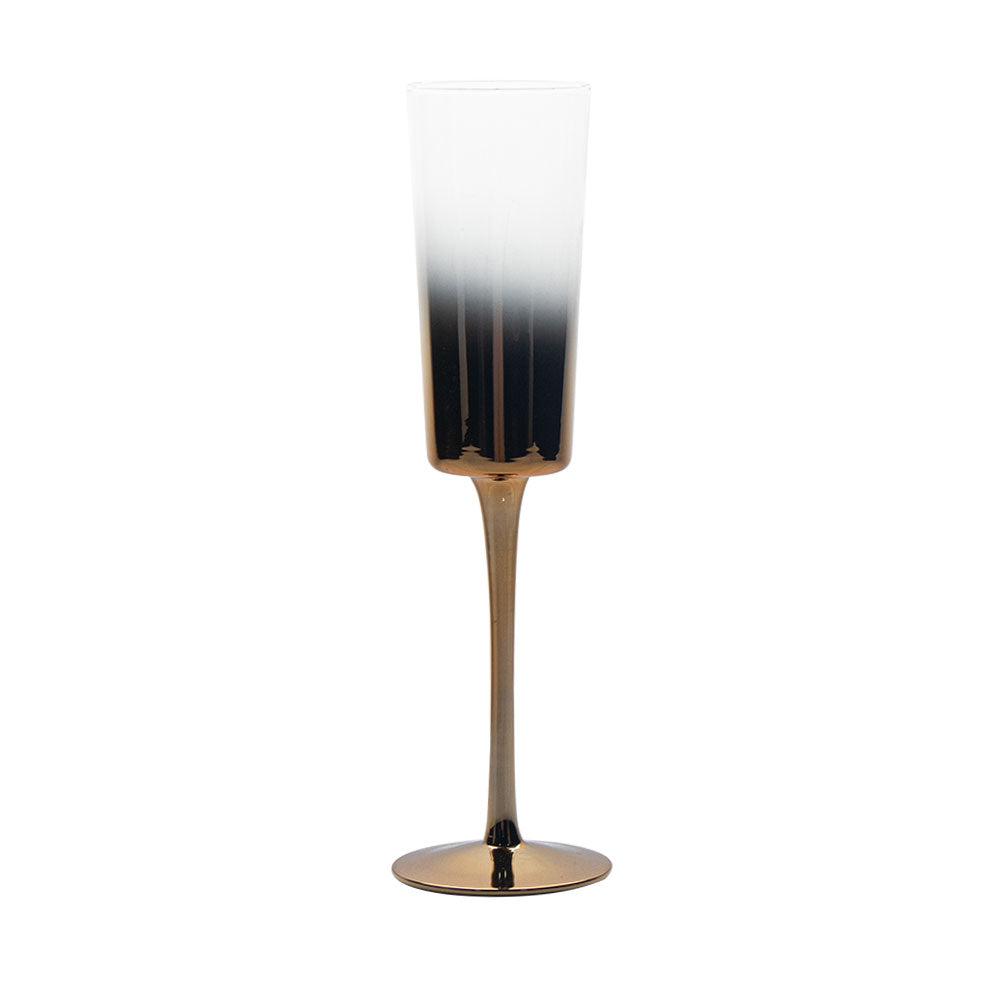 Vikko - Orchid, Champagne Flute Glass, Gold Ombre, 8 oz