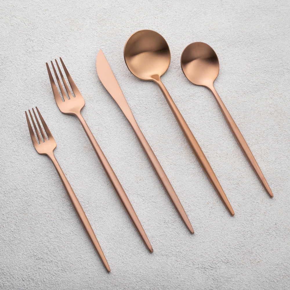 Vikko - Vera, Brushed Rose Gold, 18/10 SS, 20 Pc Flatware Set - Gift Box Window