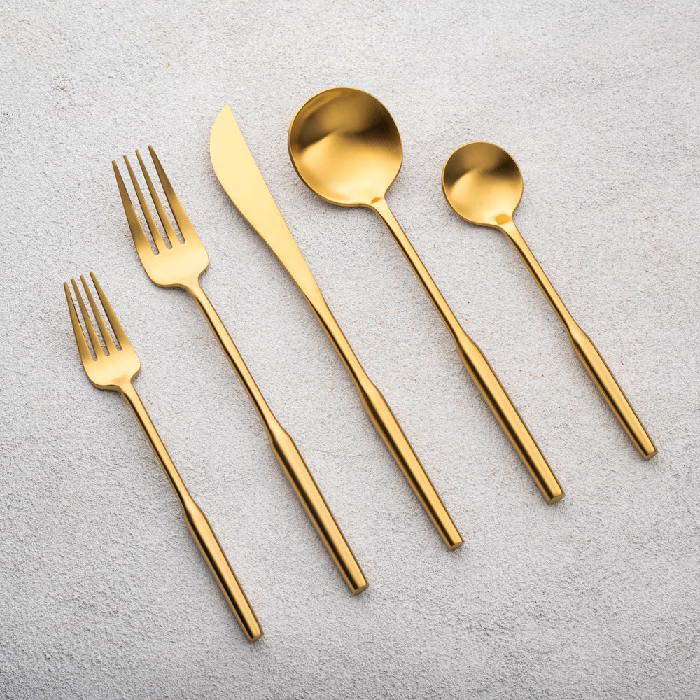 Vikko - Arlington, Brushed Gold, 18/10 SS, 20 Pc Flatware Set - Gift Box Window