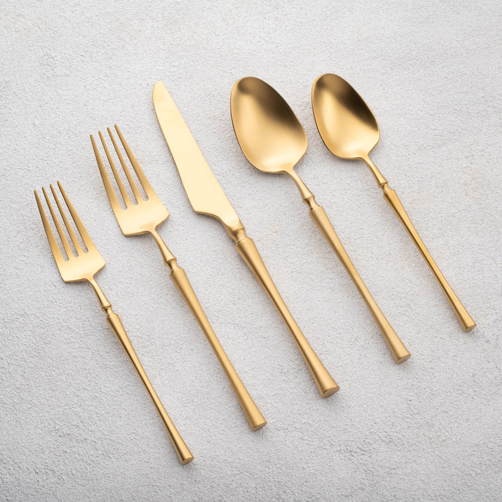 Vikko - Irene, Brushed Gold, 18/10 SS, 20 Pc Flatware Set - Gift Box No Window