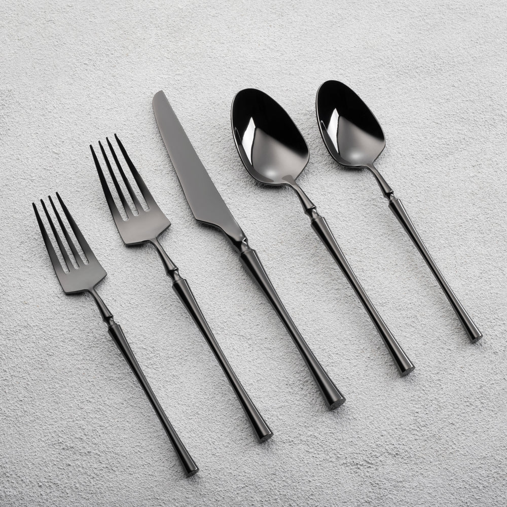 Vikko - Irene, Shiny Black, 18/10 SS, 20 Pc Flatware Set - Gift Box Window