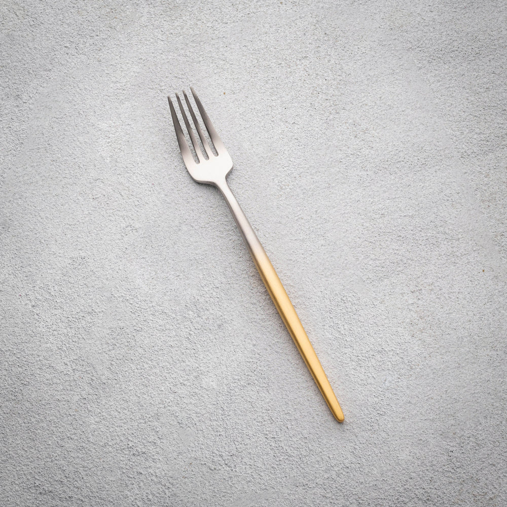 Vikko - Vera, Brushed Silver Ombre with Gold Handle, 18/10 SS, Salad Fork