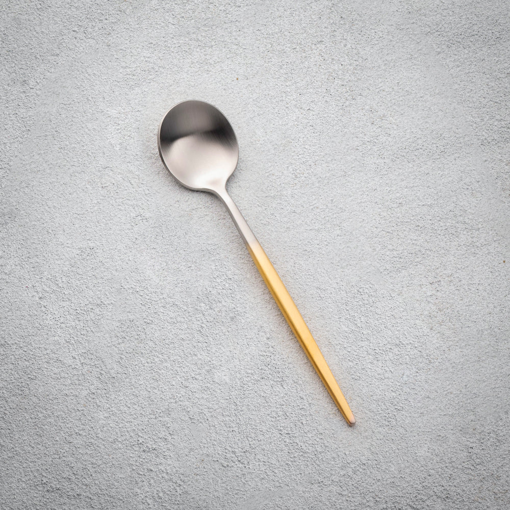 Vikko - Vera, Brushed Silver Ombre with Gold Handle, 18/10 SS, Teaspoon