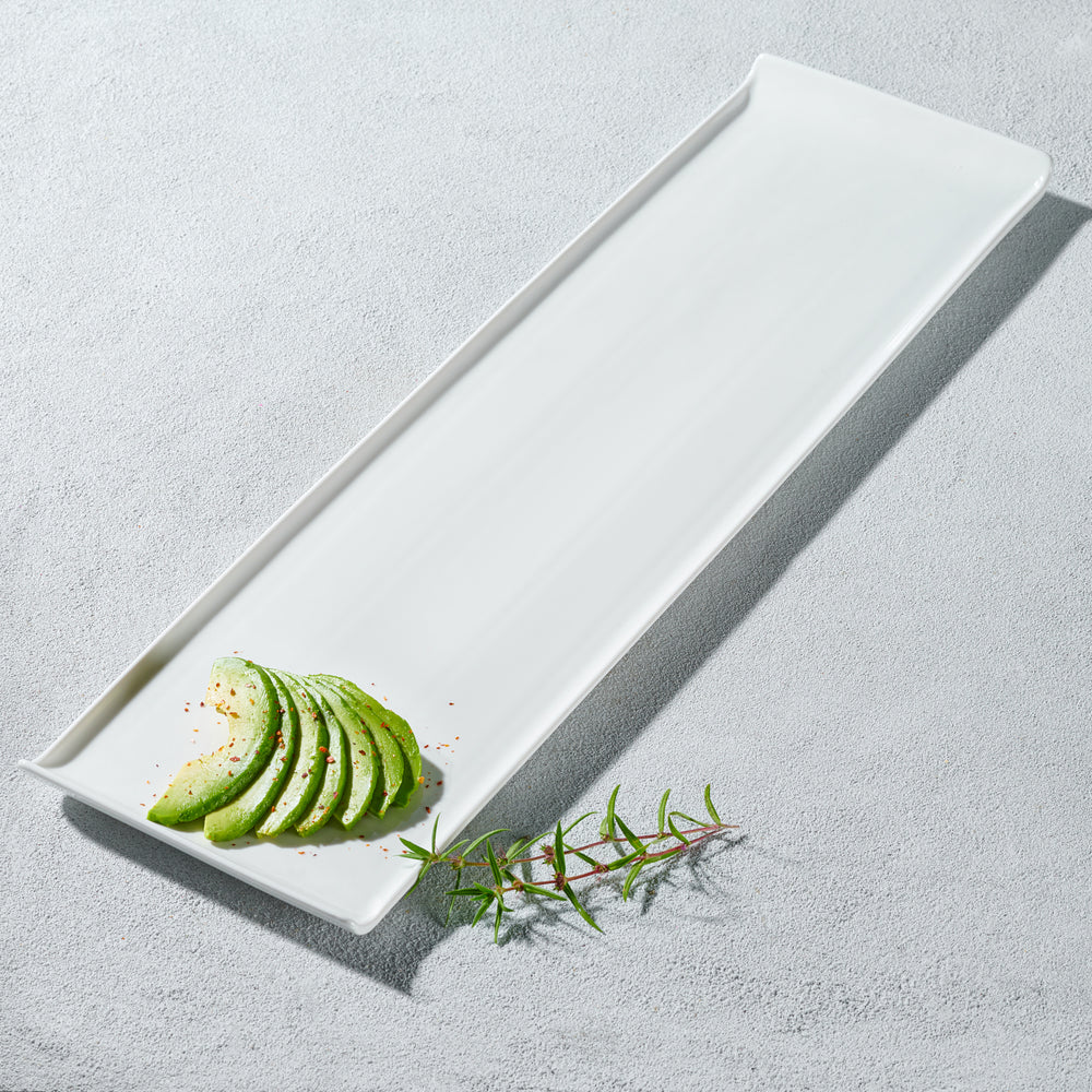 Vikko - Lightning, Rectangular Platter with Lifted Edges, White, 21.6" x 6.25"