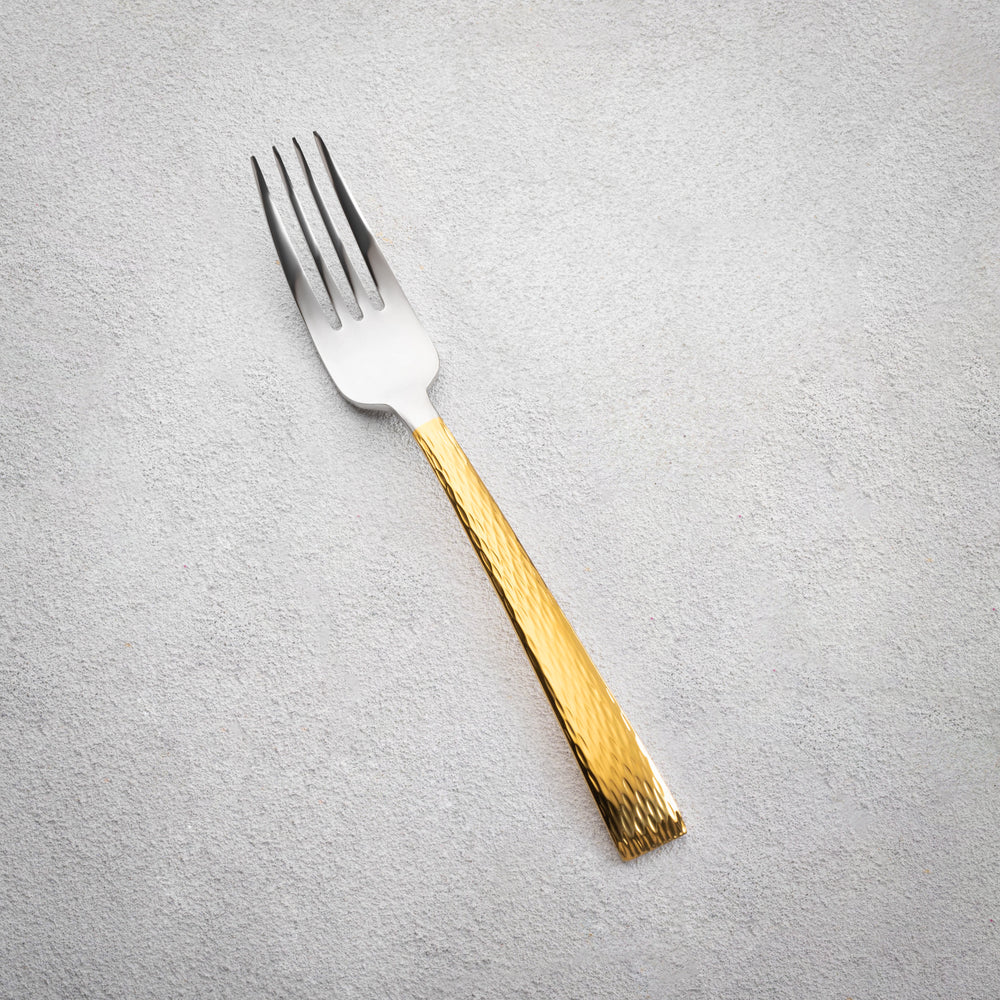 Vikko - Lava, Shiny Silver with Gold Handle, 18/10 SS, Dinner Fork