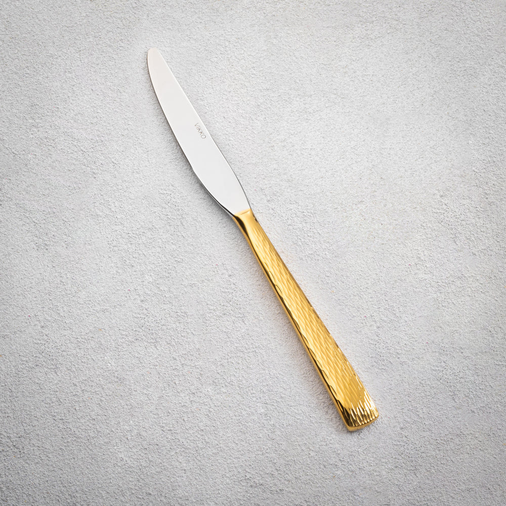 Vikko - Lava, Shiny Silver with Gold Handle, SS, Knife