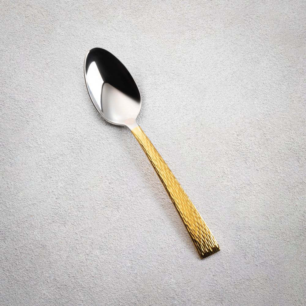 Vikko - Lava, Shiny Silver with Gold Handle, 18/10 SS, Soup Spoon