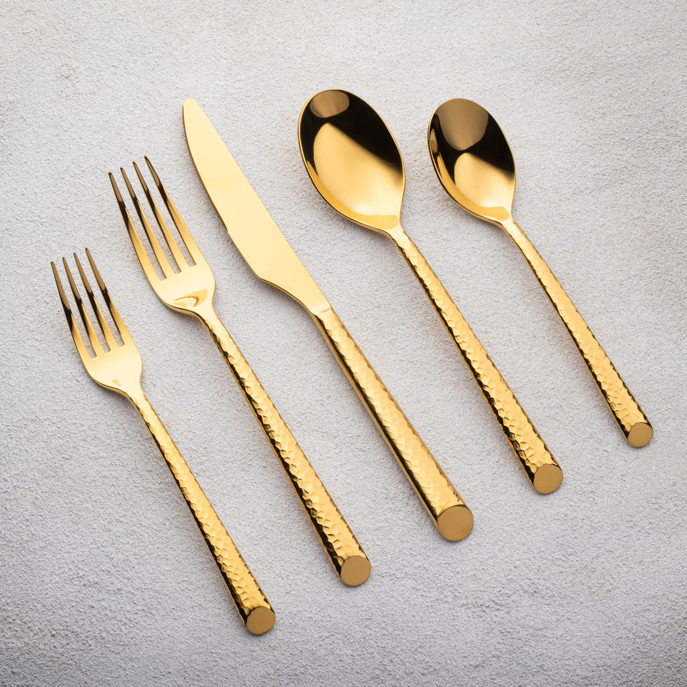 Vikko - Onyx, Shiny Gold, 18/10 SS, 20 Pc Flatware Set - Gift Box Window