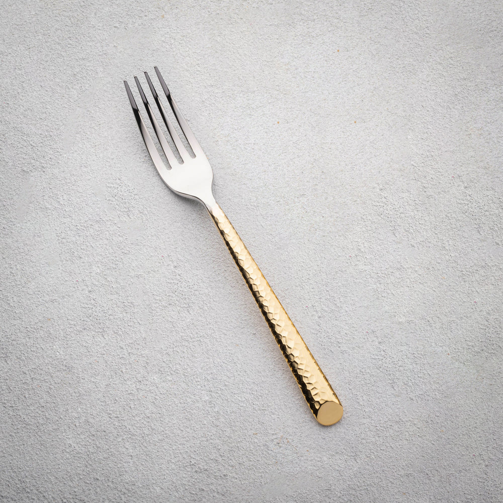 Vikko - Onyx, Shiny Silver with Gold Handle, 18/10 SS, Dinner Fork