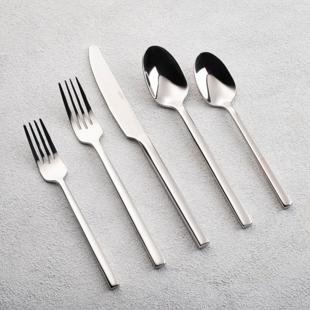 Vikko - Sapphire, Shiny Silver, 18/10 SS, 20 Pc Flatware Set - Gift Box Window