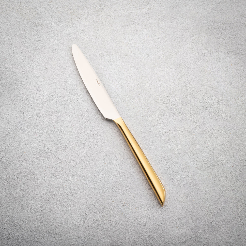 Vikko - Pearl, Shiny Silver with Gold Handle, SS, Round Knife