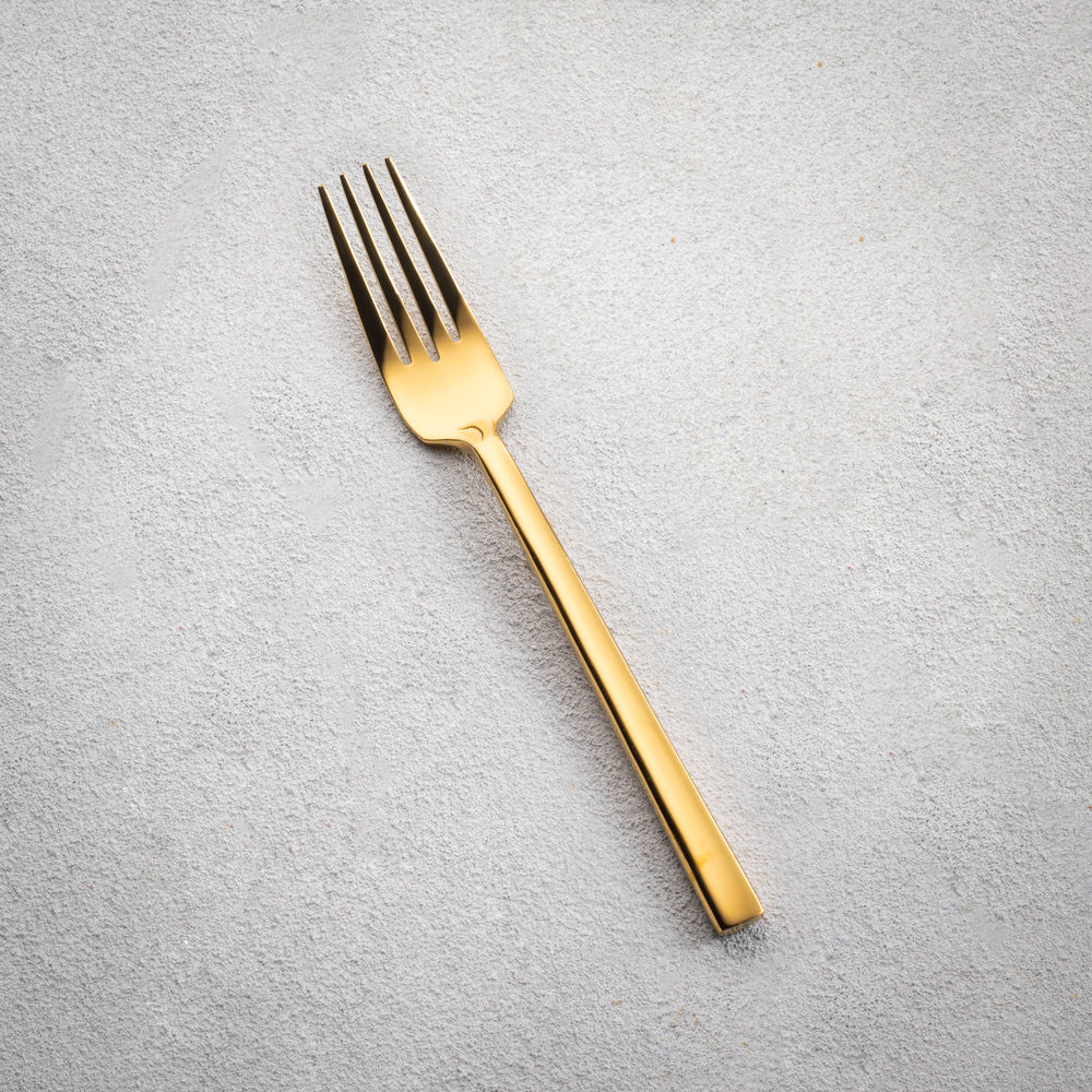 Vikko - Sapphire, Shiny Gold, 18/10 SS, Square Salad Fork