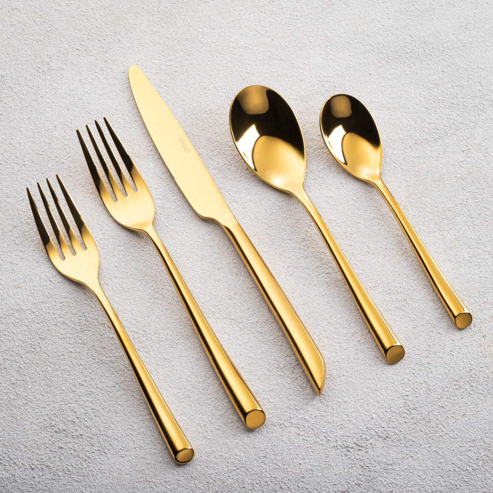 Vikko - Pearl, Shiny Gold, 18/10 SS, 20 Pc Flatware Set - Gift Box No Window