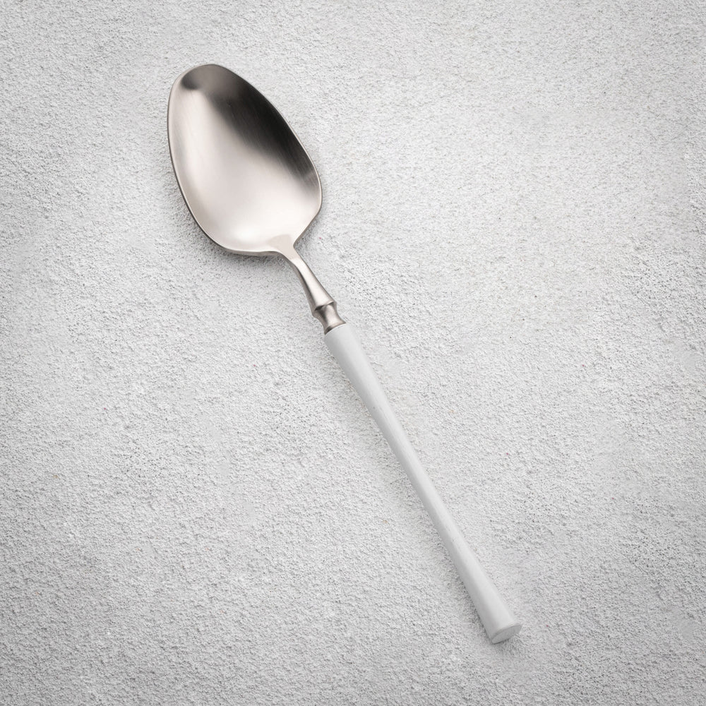 Vikko - Irene, Brushed Silver with White Handle, 18/10 SS, Soup Spoon