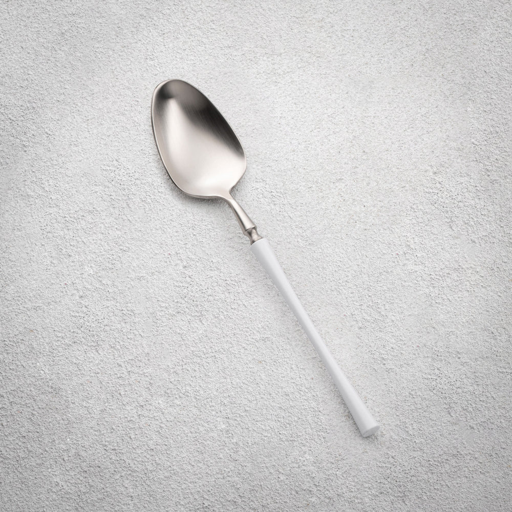 Vikko - Irene, Brushed Silver with White Handle, 18/10 SS, Teaspoon