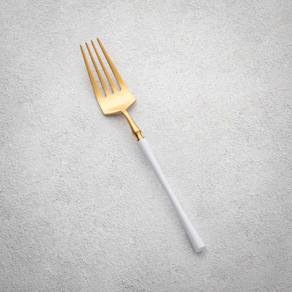 Vikko - Irene, Brushed Gold with White Handle, 18/10 SS, Dinner Fork