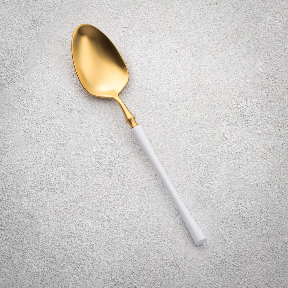 Vikko - Irene, Brushed Gold with White Handle, 18/10 SS, Soup Spoon