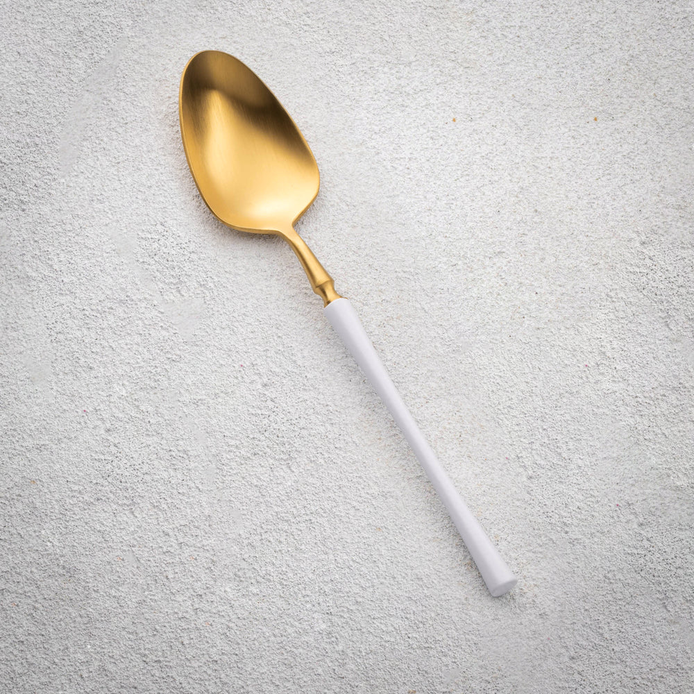 Vikko - Irene, Brushed Gold with White Handle, 18/10 SS, Teaspoon