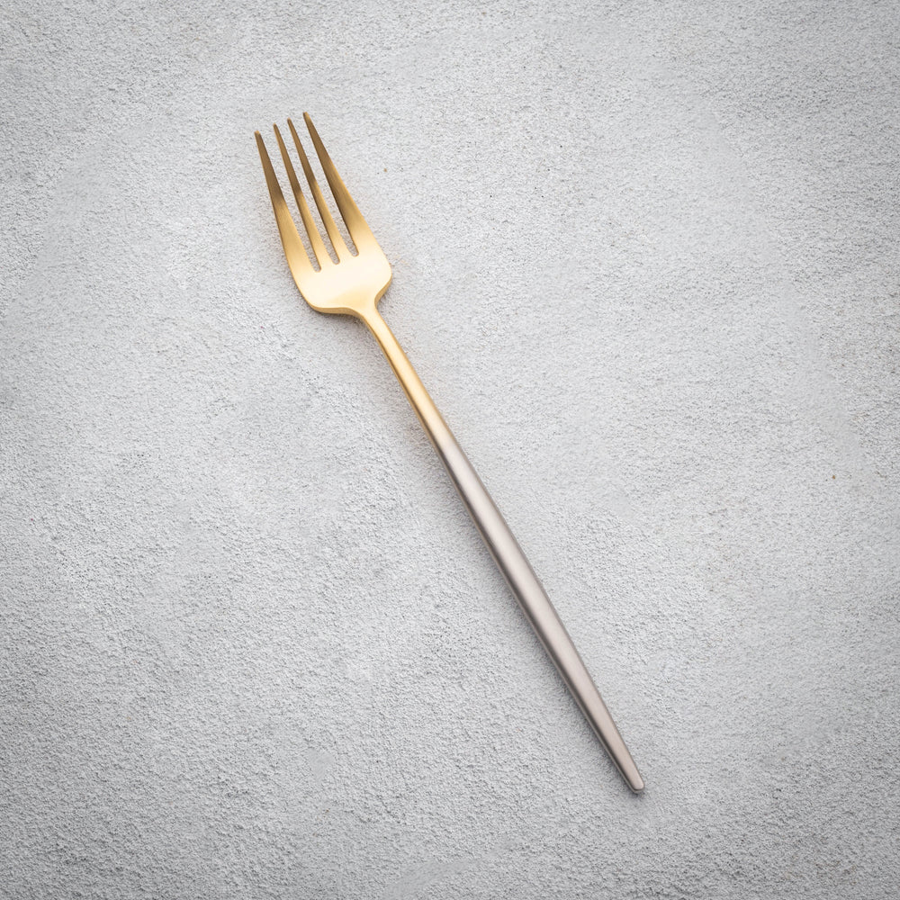 Vikko - Vera, Brushed Gold Ombre with Silver Handle, 18/10 SS, Dinner Fork