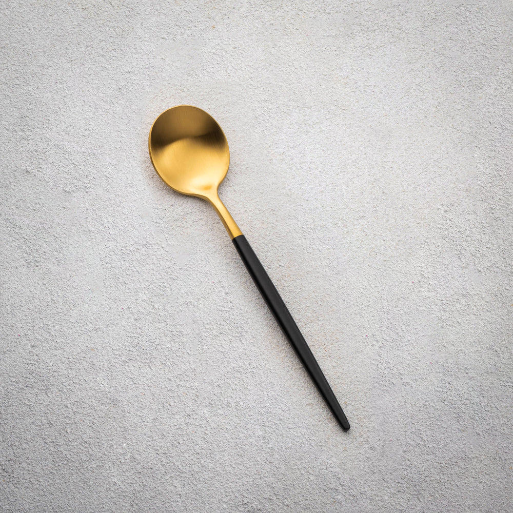 Vikko - Vera, Brushed Gold with Black Handle, 18/10 SS, Teaspoon