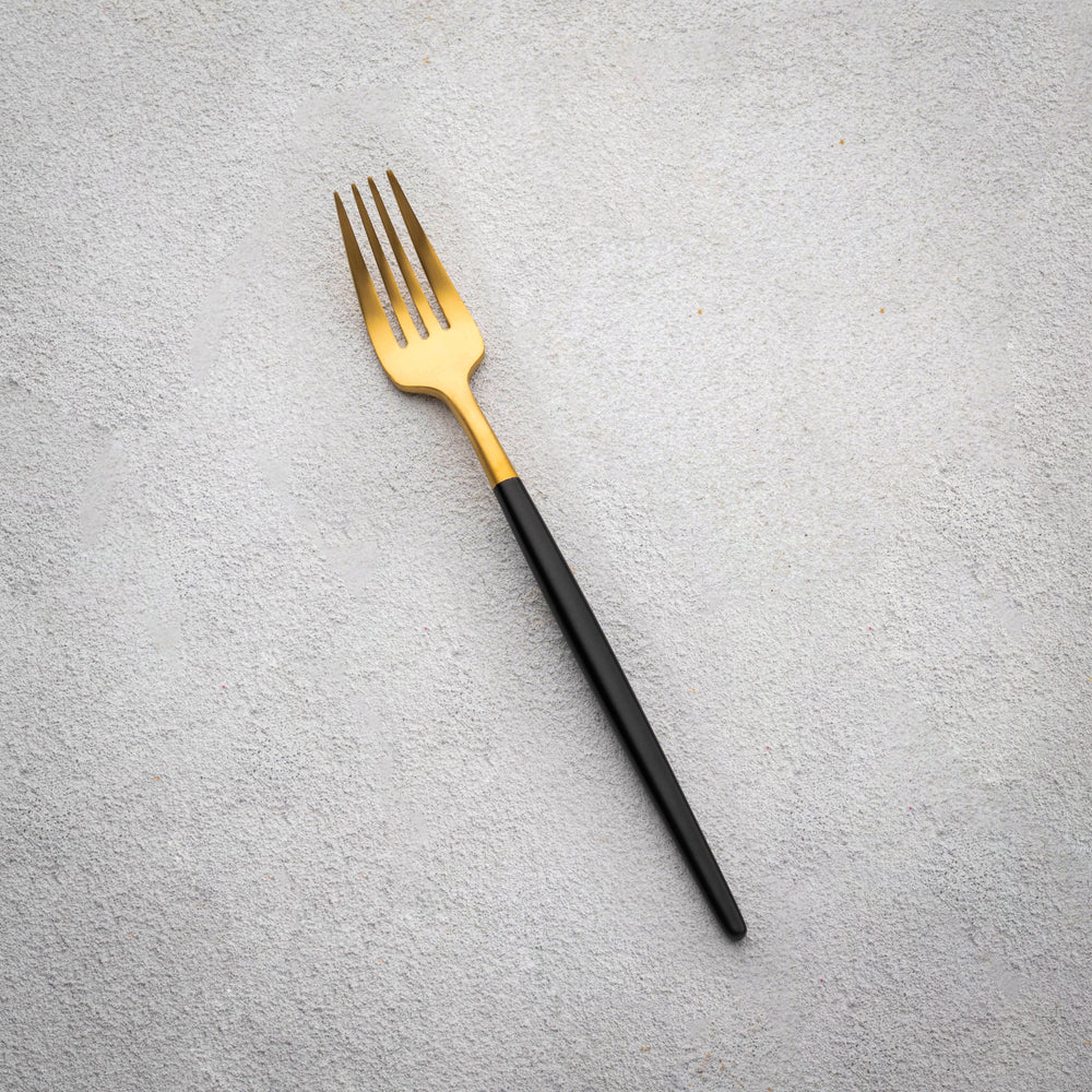 Vikko - Vera, Brushed Gold with Black Handle, 18/10 SS, Salad Fork