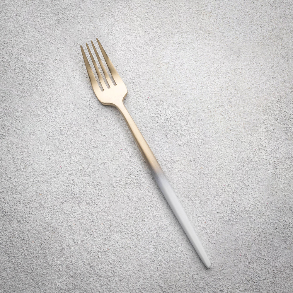 Vikko - Vera, Brushed Champagne Gold Ombre with White Handle, 18/10 SS, Salad Fork