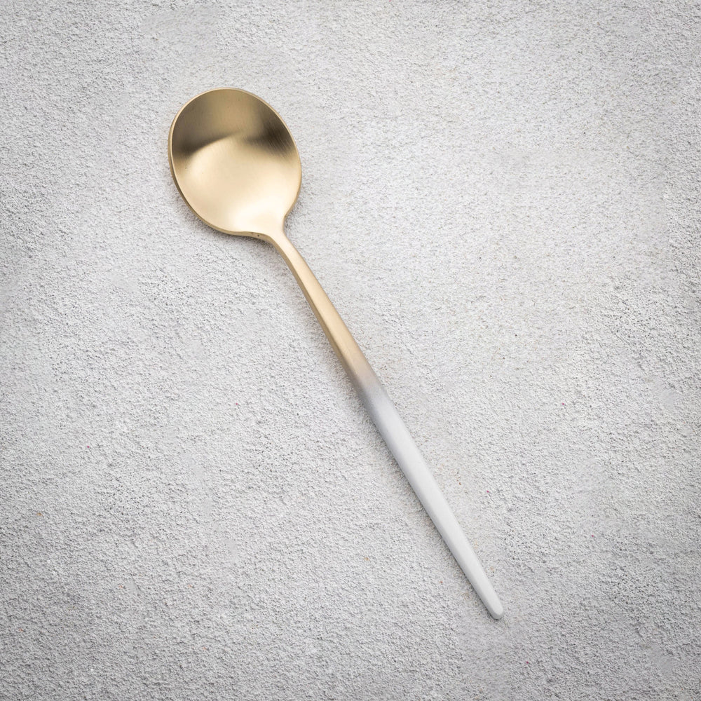 Vikko - Vera, Brushed Champagne Gold Ombre with White Handle, 18/10 SS, Teaspoon