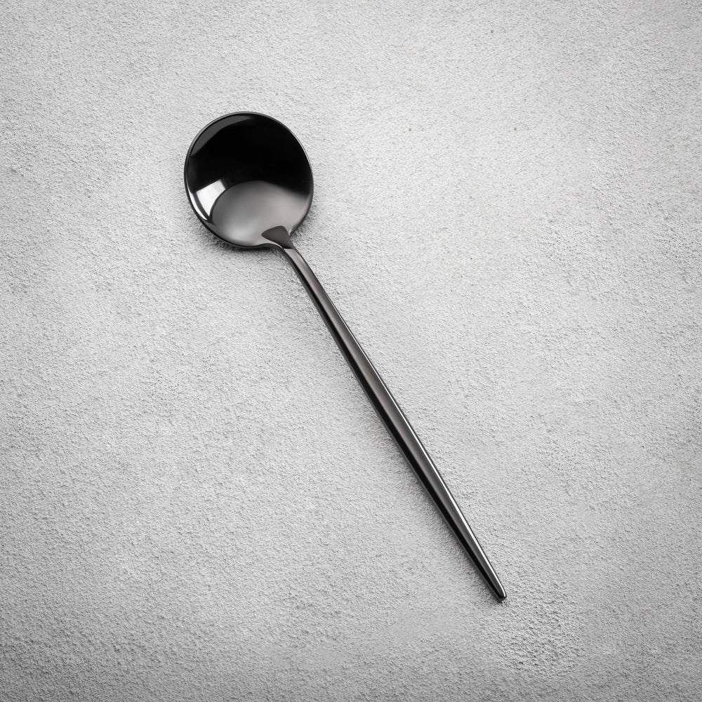 Vikko - Vera, Shiny Black, 18/10 SS, Soup Spoon