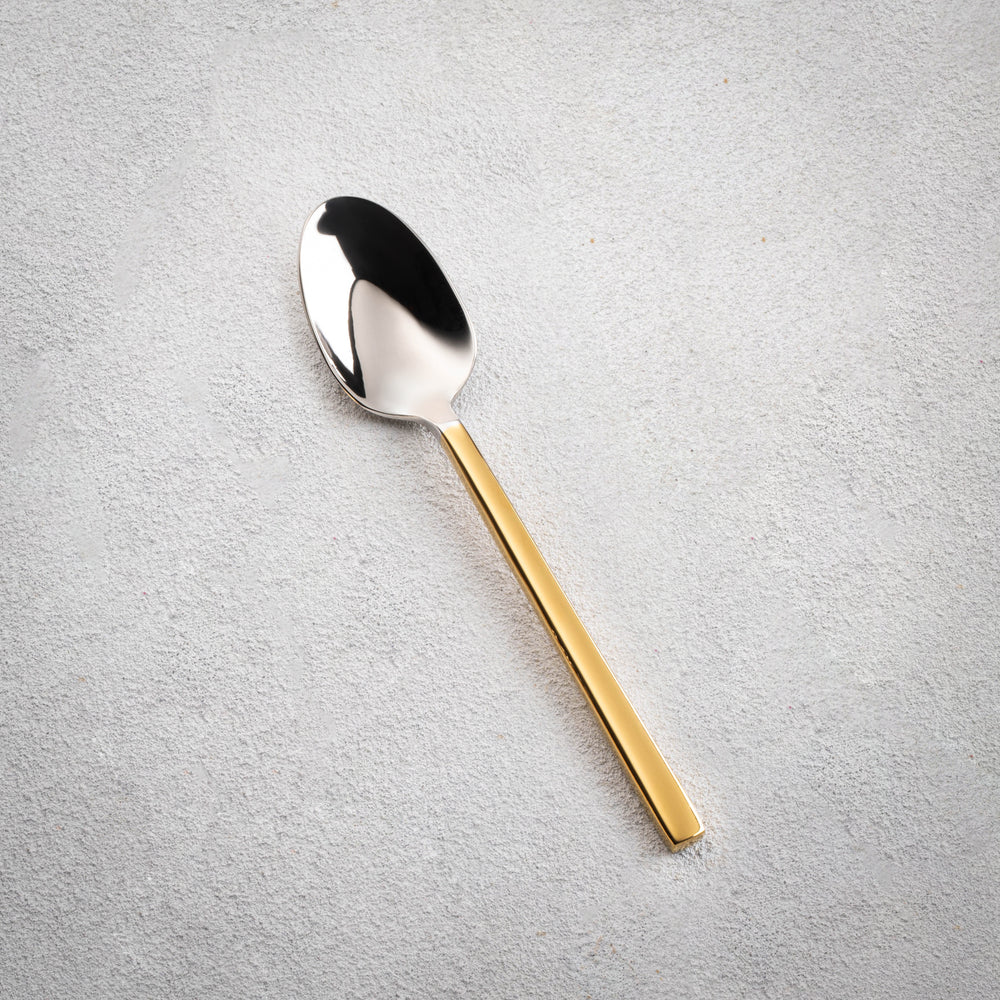 Vikko - Sapphire, Shiny Silver with Gold Handle, 18/10 SS, Square Teaspoon