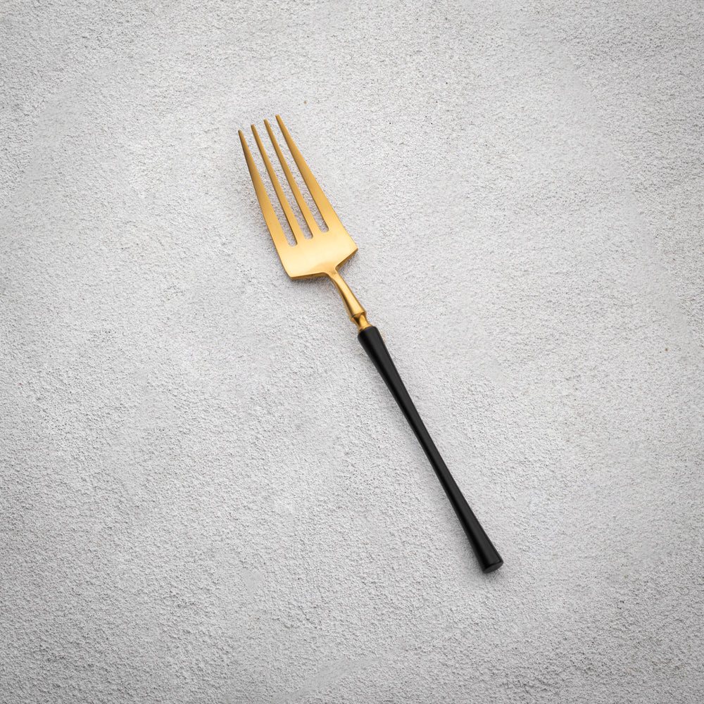 Vikko - Irene, Brushed Gold with Black Handle, 18/10 SS, Salad Fork
