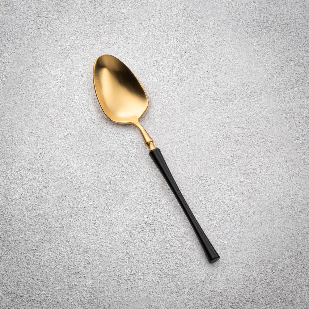 Vikko - Irene, Brushed Gold with Black Handle, 18/10 SS, Soup Spoon