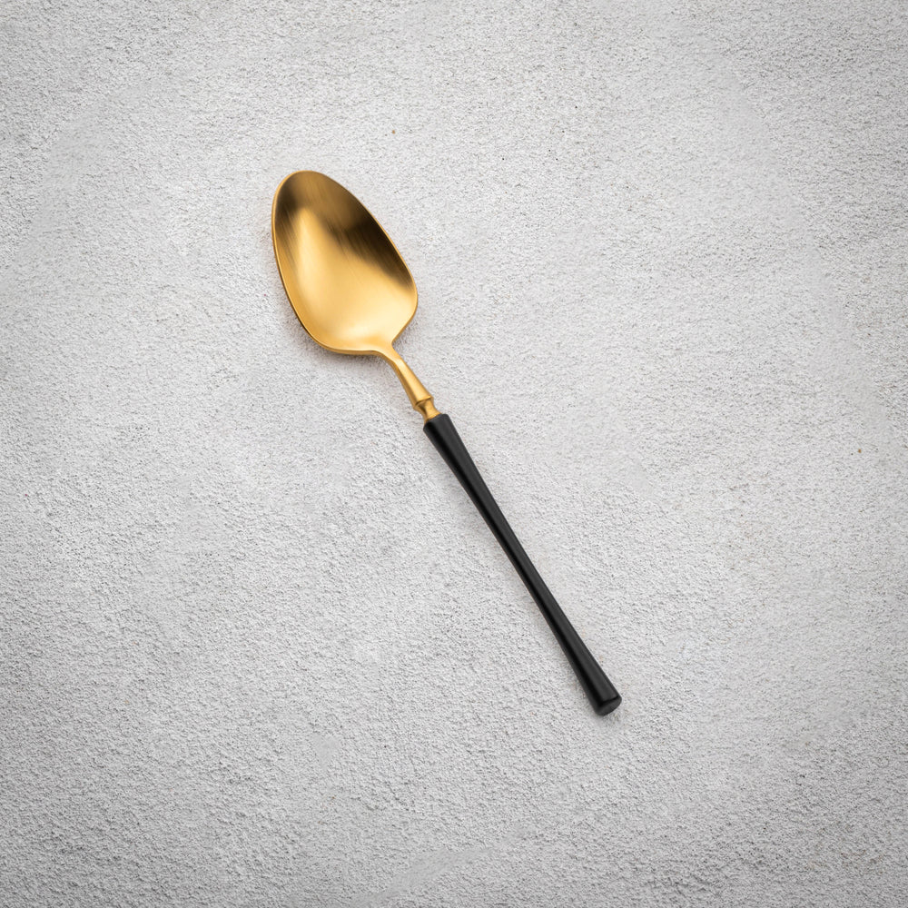 Vikko - Irene, Brushed Gold with Black Handle, 18/10 SS, Teaspoon
