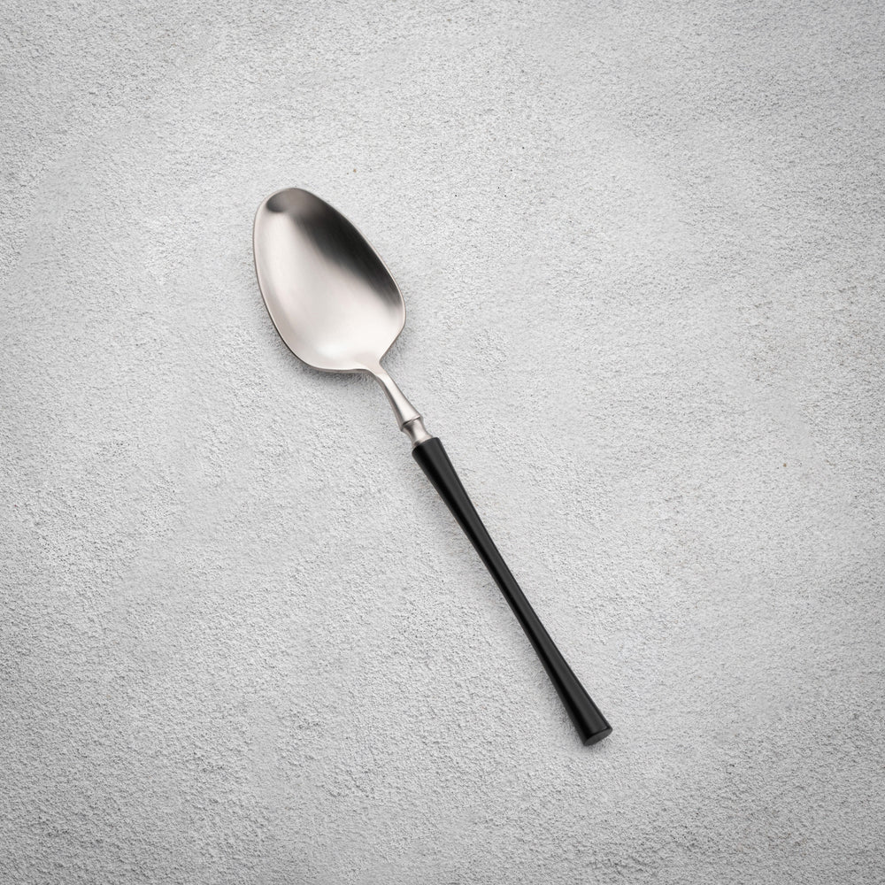 Vikko - Irene, Brushed Silver with Black Handle, 18/10 SS, Soup Spoon