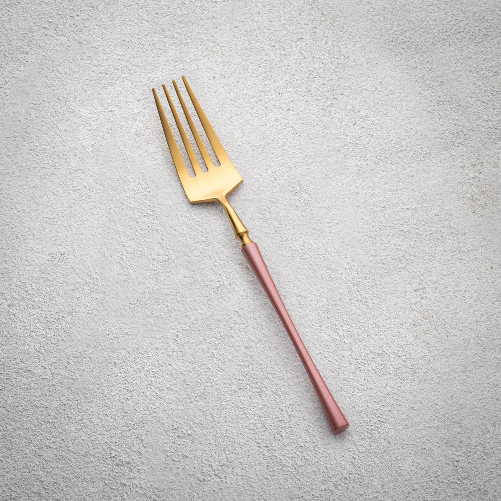 Vikko - Irene, Brushed Gold with Pink Handle, 18/10 SS, Salad Fork