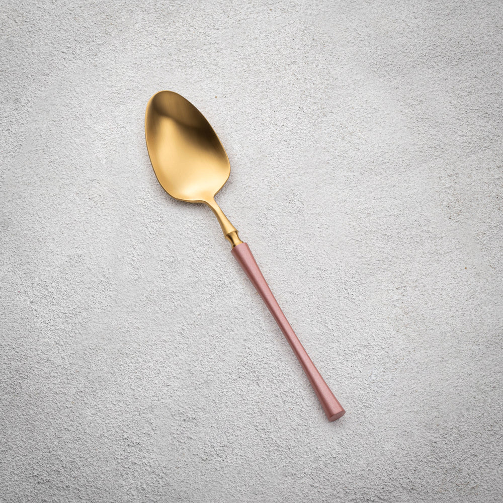 Vikko - Irene, Brushed Gold with Pink Handle, 18/10 SS, Soup Spoon