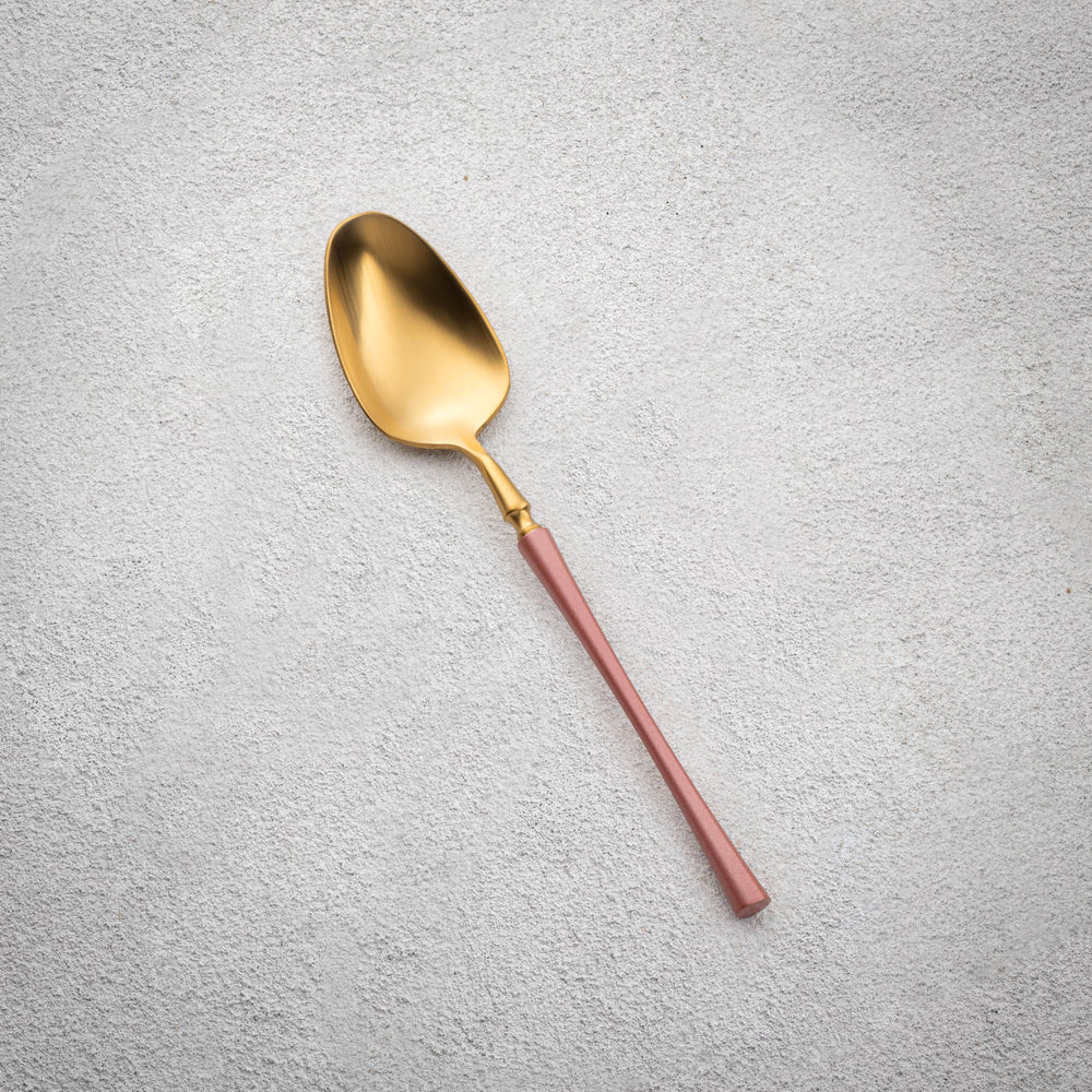 Vikko - Irene, Brushed Gold with Pink Handle, 18/10 SS, Teaspoon