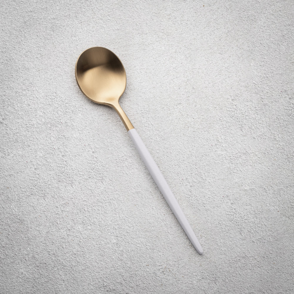 Vikko - Vera, Brushed Gold with White Handle, 18/10 SS, Teaspoon