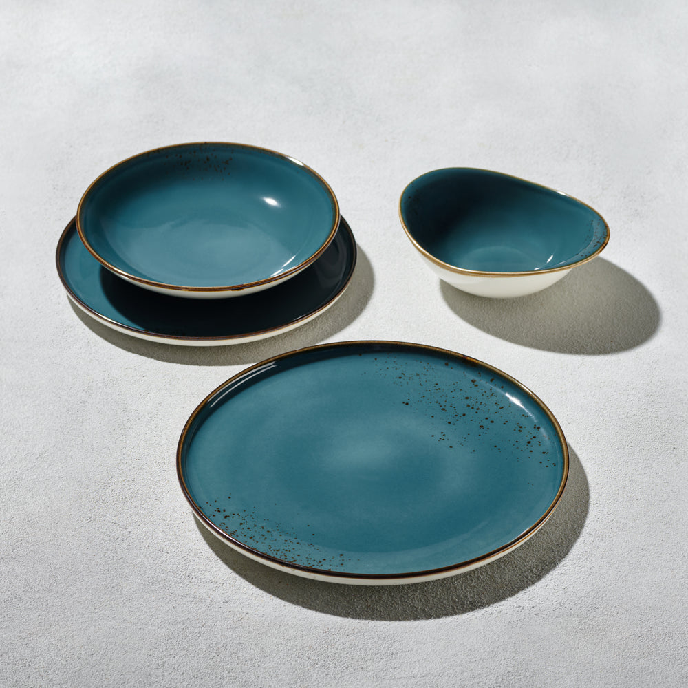 Terra - Fine Porcelain, Dark Blue, 16 Pc Dinnerware Set, Service for 4