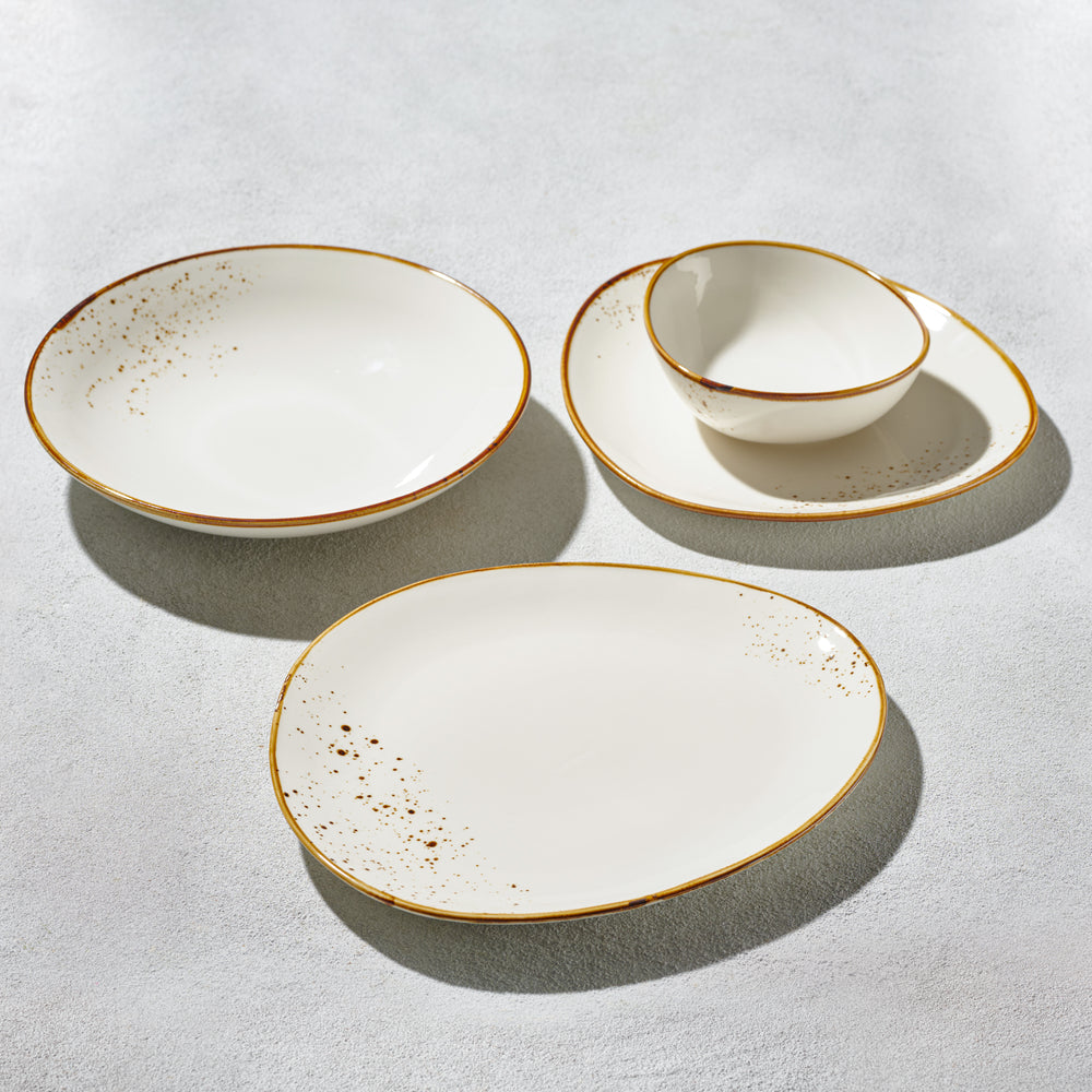 Terra - Triangular, Fine Porcelain, Craft White, 16 Pc Dinnerware Set, Service for 4